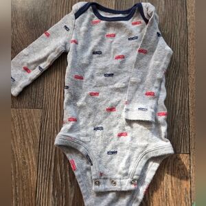 Carter's Gray Long Sleeve One Piece with Red and Blue Accents